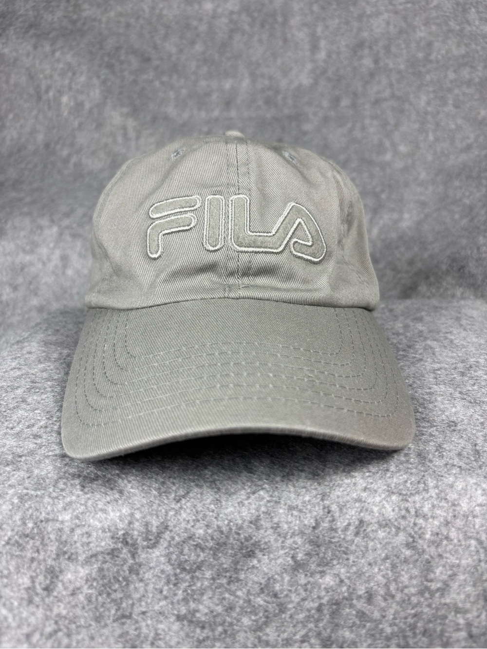 FILA Gray Embroidered Logo Adjustable Cotton Dad Hat OSFA